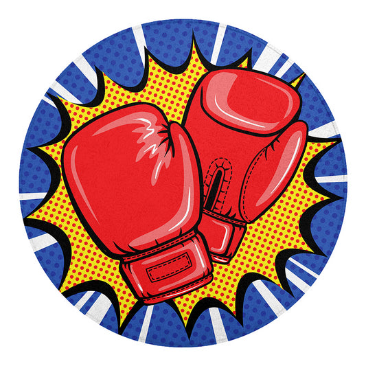 Pop Art Boxing Gloves Print Round Blanket