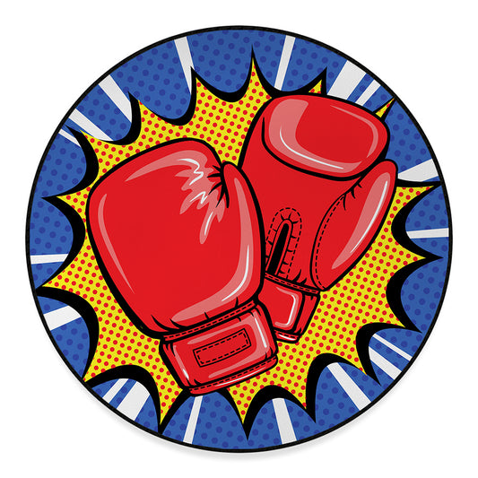 Pop Art Boxing Gloves Print Round Floor Mat