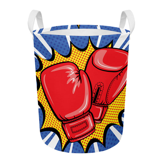Pop Art Boxing Gloves Print Round Laundry Basket