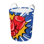 Pop Art Boxing Gloves Print Round Laundry Basket