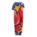 Pop Art Boxing Gloves Print Short Sleeve Long Nightdress