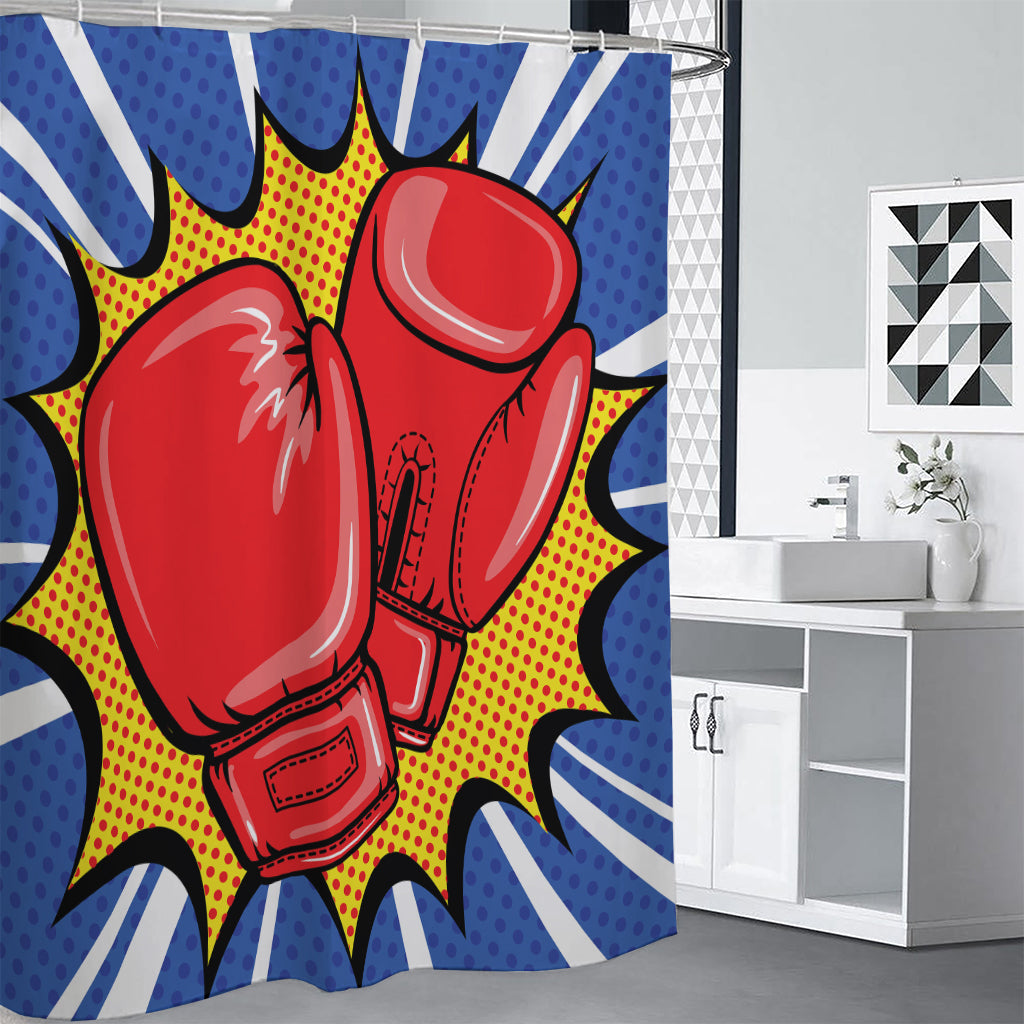 Pop Art Boxing Gloves Print Shower Curtain