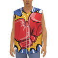 Pop Art Boxing Gloves Print Sleeveless Baseball Jersey