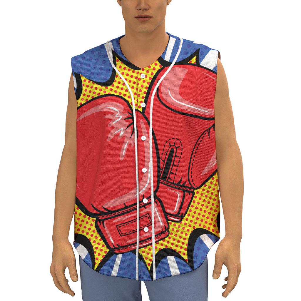 Pop Art Boxing Gloves Print Sleeveless Baseball Jersey