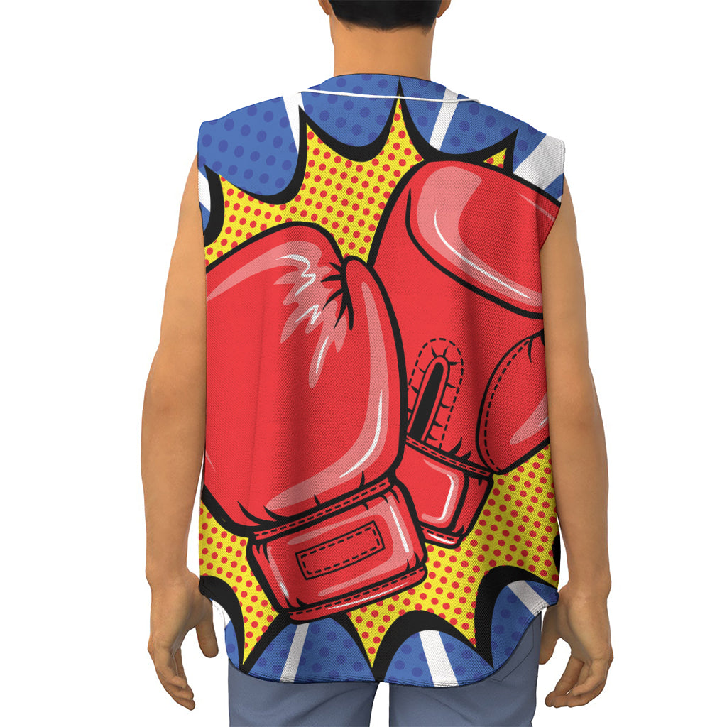 Pop Art Boxing Gloves Print Sleeveless Baseball Jersey