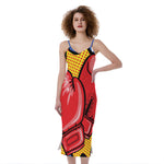 Pop Art Boxing Gloves Print Slim Fit Midi Cami Dress