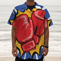 Pop Art Boxing Gloves Print Textured Short Sleeve Shirt