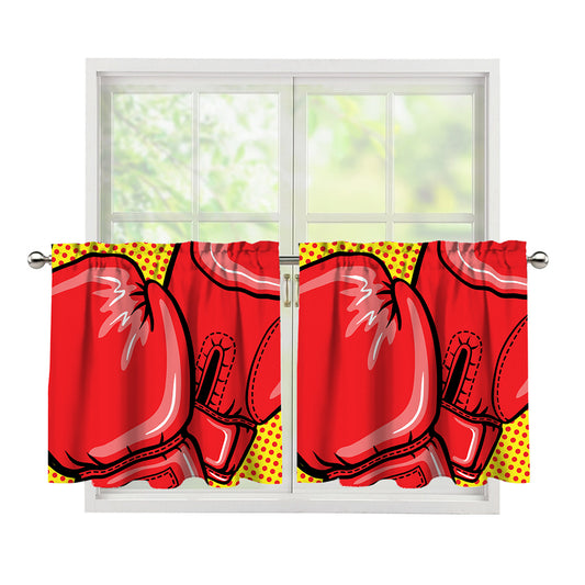 Pop Art Boxing Gloves Print Tier Curtains