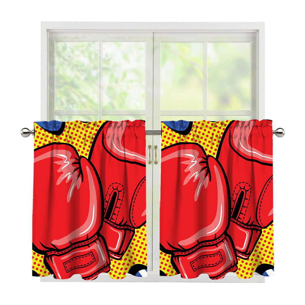 Pop Art Boxing Gloves Print Tier Curtains