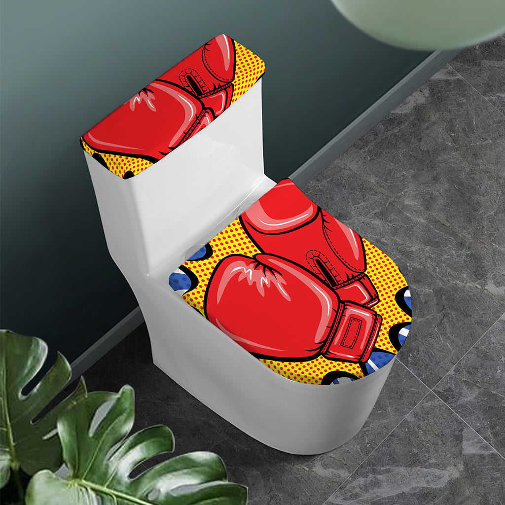 Pop Art Boxing Gloves Print Toilet Lid And Tank Cover Set