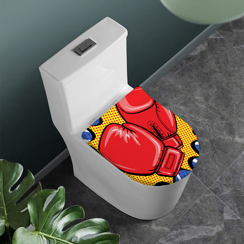 Pop Art Boxing Gloves Print Toilet Lid Cover