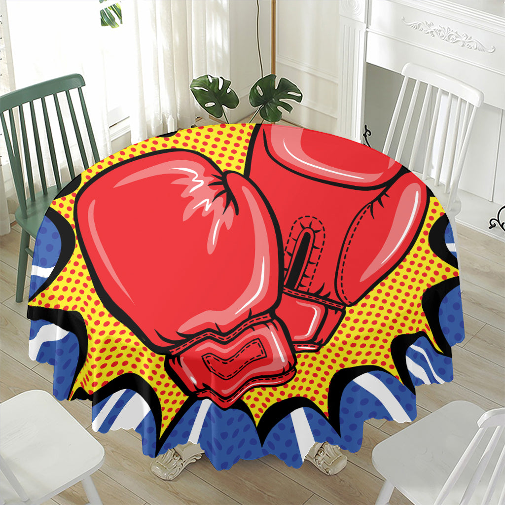 Pop Art Boxing Gloves Print Waterproof Round Tablecloth