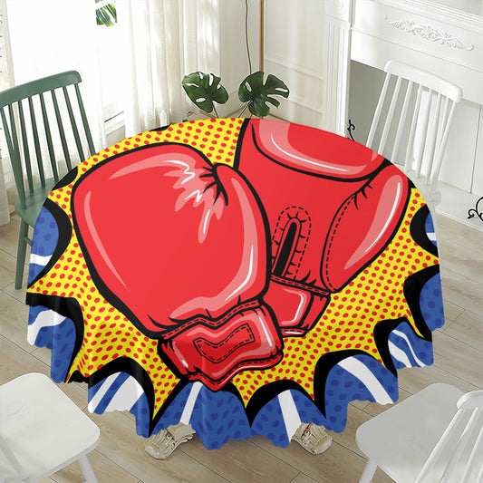 Pop Art Boxing Gloves Print Waterproof Round Tablecloth