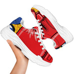 Pop Art Boxing Gloves Print White Chunky Shoes