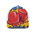 Pop Art Boxing Gloves Print White Mesh Trucker Hat