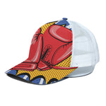 Pop Art Boxing Gloves Print White Mesh Trucker Cap