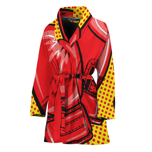 Pop Art Boxing Gloves Print Women's Bathrobe