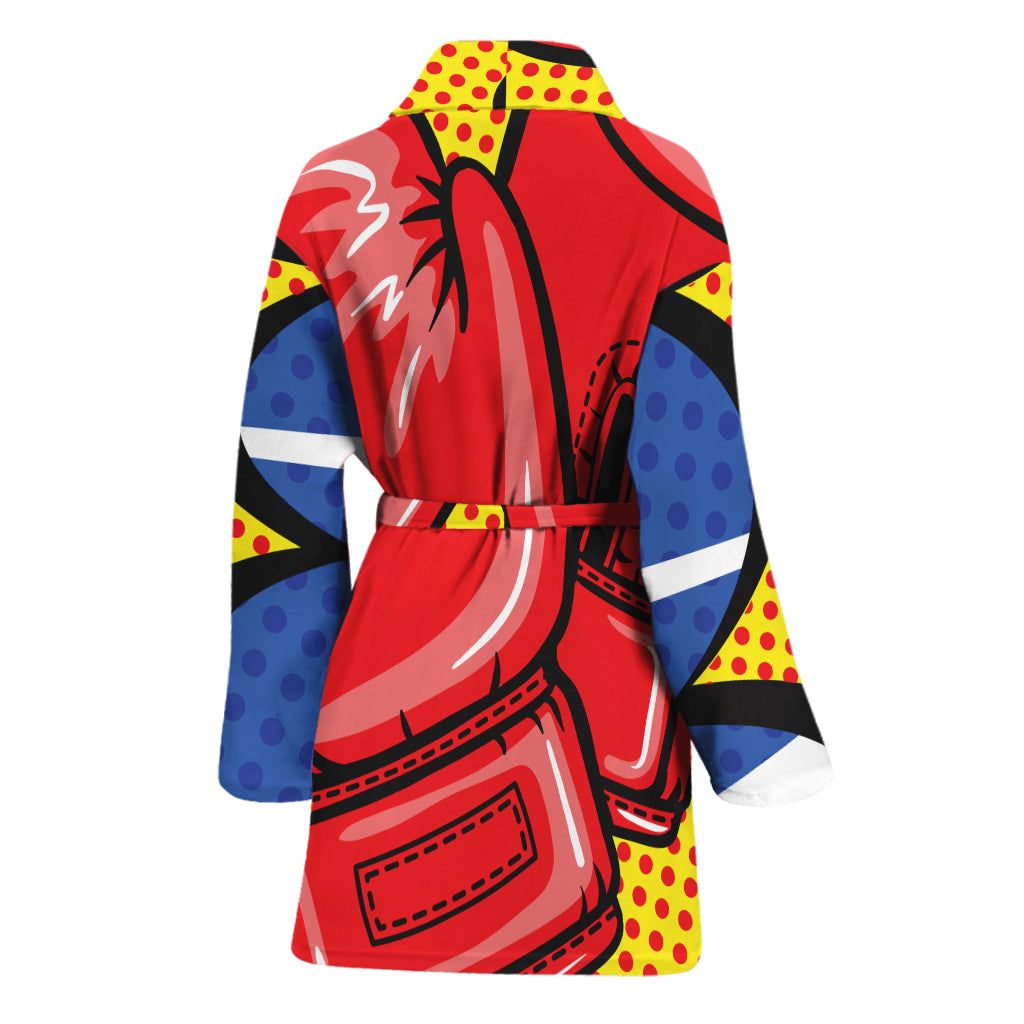 Pop Art Boxing Gloves Print Women's Bathrobe