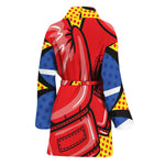 Pop Art Boxing Gloves Print Women's Bathrobe