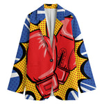 Pop Art Boxing Gloves Print Women's Blazer