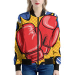 Pop Art Boxing Gloves Print Women's Bomber Jacket