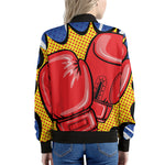 Pop Art Boxing Gloves Print Women's Bomber Jacket