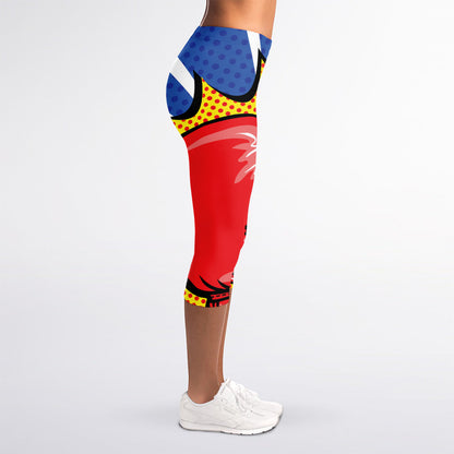 Pop Art Boxing Gloves Print Women's Capri Leggings