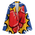 Pop Art Boxing Gloves Print Women's Cotton Blazer