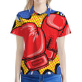 Pop Art Boxing Gloves Print Women's Polo Shirt