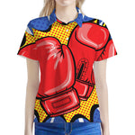 Pop Art Boxing Gloves Print Women's Polo Shirt