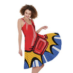 Pop Art Boxing Gloves Print Women's Sleeveless Dress