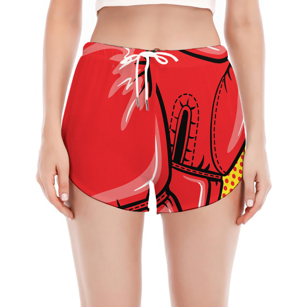 Pop Art Boxing Gloves Print Women's Split Running Shorts