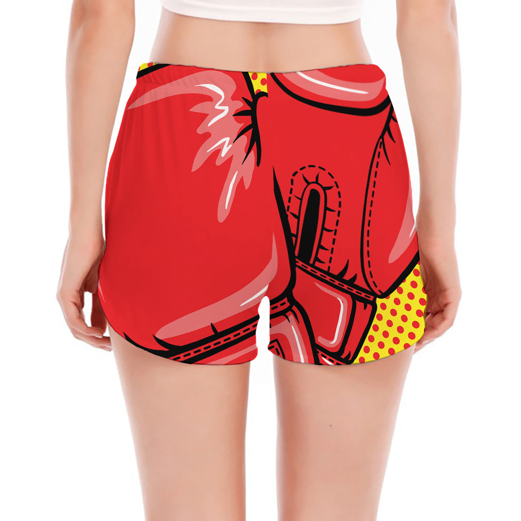 Pop Art Boxing Gloves Print Women's Split Running Shorts