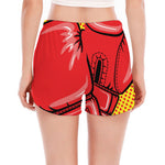 Pop Art Boxing Gloves Print Women's Split Running Shorts