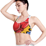 Pop Art Boxing Gloves Print Women's Sports Bra