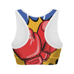 Pop Art Boxing Gloves Print Women's Sports Bra