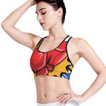 Pop Art Boxing Gloves Print Women's Sports Bra