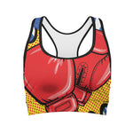 Pop Art Boxing Gloves Print Women's Sports Bra