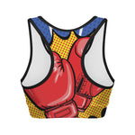 Pop Art Boxing Gloves Print Women's Sports Bra