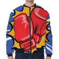Pop Art Boxing Gloves Print Zip Sleeve Bomber Jacket
