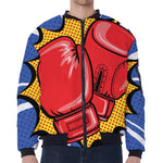 Pop Art Boxing Gloves Print Zip Sleeve Bomber Jacket