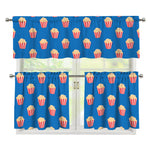 Popcorn Box Pattern Print 3 Piece Kitchen Curtains