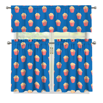 Popcorn Box Pattern Print 3 Piece Kitchen Curtains