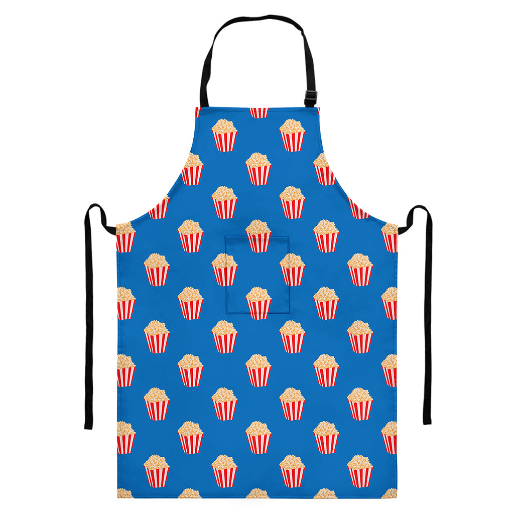 Popcorn Box Pattern Print Bib Apron With Pocket