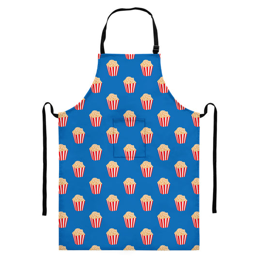 Popcorn Box Pattern Print Bib Apron With Pocket