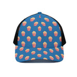 Popcorn Box Pattern Print Black Mesh Trucker Cap