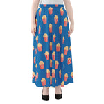 Popcorn Box Pattern Print Chiffon Maxi Skirt