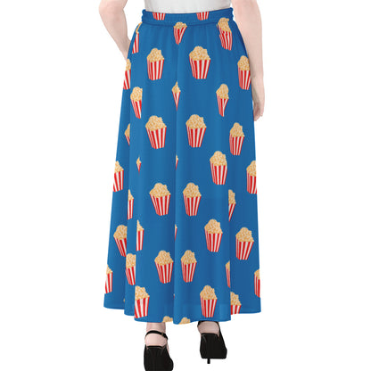 Popcorn Box Pattern Print Chiffon Maxi Skirt