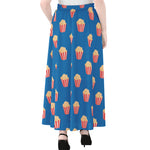 Popcorn Box Pattern Print Chiffon Maxi Skirt