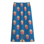 Popcorn Box Pattern Print Cotton Front Slit Maxi Skirt